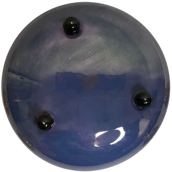 VTG Noritake Lusterware Hand Painted Footed Blue Peach Japanese Bowl 4 Salt Dips - Picture 5 of 11